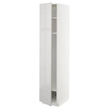 METOD high cabinet w shelves/wire basket, white/Ringhult light grey, 40x60x200 cm