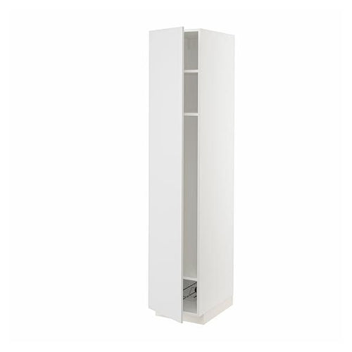METOD - METOD High cabinet w shelves/wire basket, white/Stensund white, 40x60x200 cm
