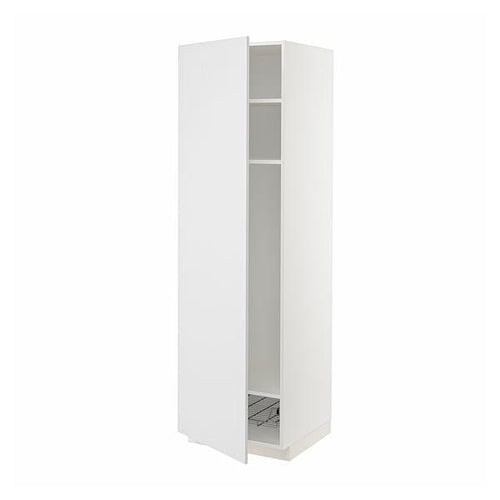 METOD - High cabinet w shelves/wire basket, white/Stensund white , 60x60x200 cm