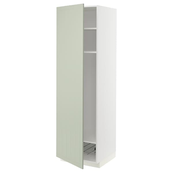 METOD - High cabinet w shelves/wire basket, white/Stensund light green, 60x60x200 cm - best price from Maltashopper.com 39487335