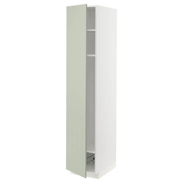 Ikea METOD - High cabinet w shelves/wire basket, white/Stensund light green, 40x60x200 cm