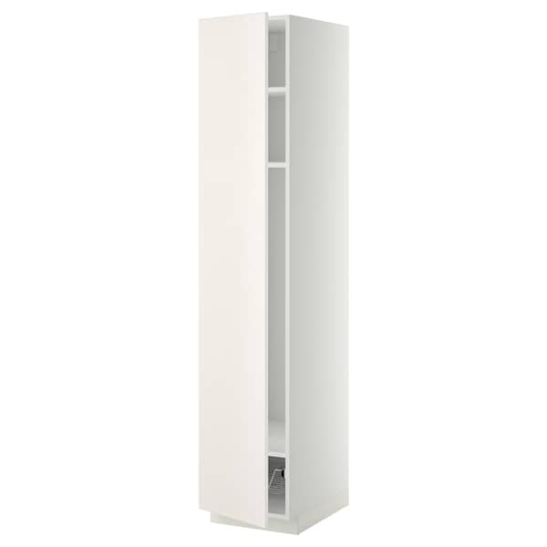 METOD - High cabinet w shelves/wire basket, white/Veddinge white, 40x60x200 cm - best price from Maltashopper.com 99464048