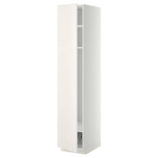METOD - High cabinet w shelves/wire basket, white/Veddinge white, 40x60x200 cm - best price from Maltashopper.com 99464048