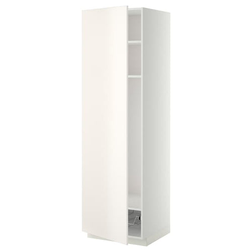 METOD high cabinet w shelves/wire basket, white/Veddinge white, 60x60x200 cm