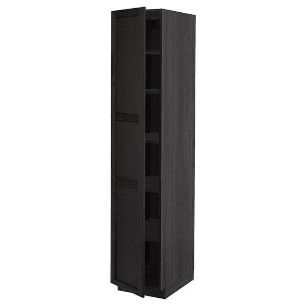 METOD - High cabinet with shelves, black/Lerhyttan black stained, 40x60x200 cm - best price from Maltashopper.com 69459449