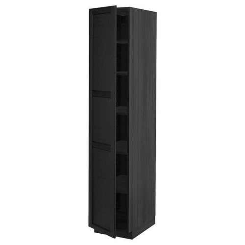METOD - High cabinet with shelves, black/Lerhyttan black stained, 40x60x200 cm