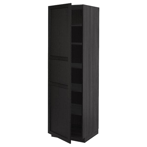 METOD - High cabinet with shelves, black/Lerhyttan black stained, 60x60x200 cm - best price from Maltashopper.com 69457431