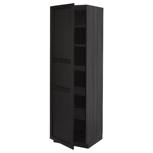 METOD - High cabinet with shelves, black/Lerhyttan black stained, 60x60x200 cm