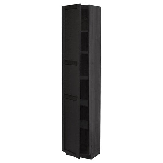 Ikea METOD - High cabinet with shelves, black/Lerhyttan black stained, 40x37x200 cm