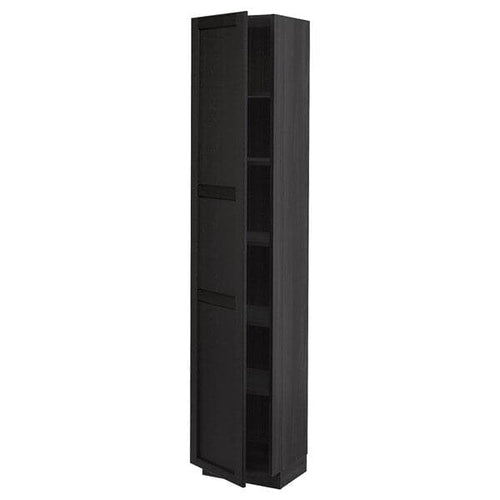METOD - High cabinet with shelves, black/Lerhyttan black stained, 40x37x200 cm