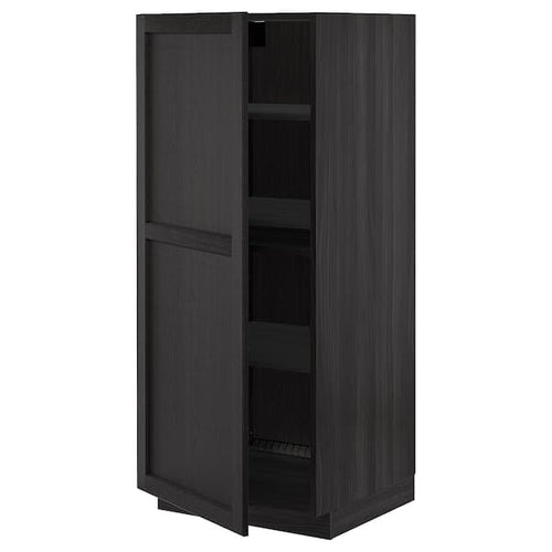 METOD - High cabinet with shelves, black/Lerhyttan black stained, 60x60x140 cm