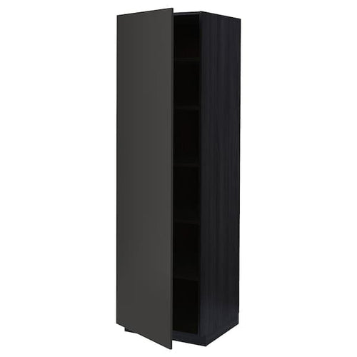 METOD - High cabinet with shelves, black/Nickebo matt anthracite, 60x60x200 cm