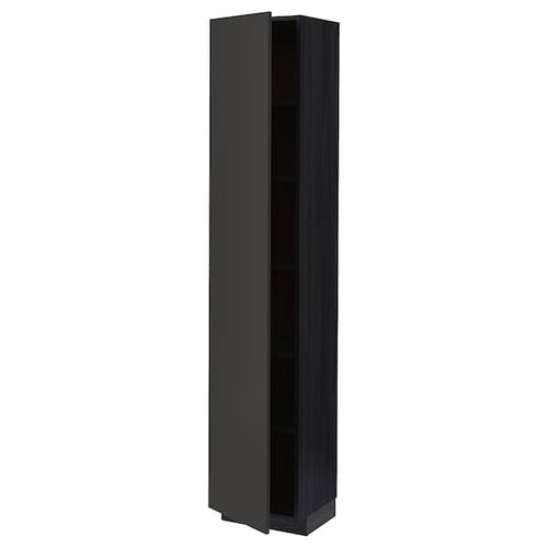 METOD - High cabinet with shelves, black/Nickebo matt anthracite, 40x37x200 cm