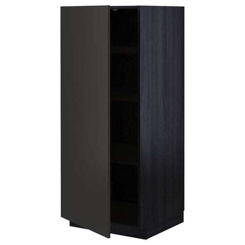 METOD - High cabinet with shelves, black/Nickebo matt anthracite, 60x60x140 cm