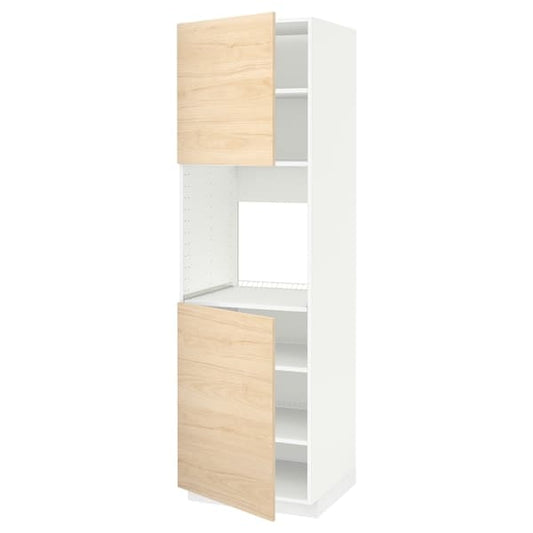 Ikea METOD - High cab f oven w 2 doors/shelves, white/Askersund light ash effect, 60x60x200 cm