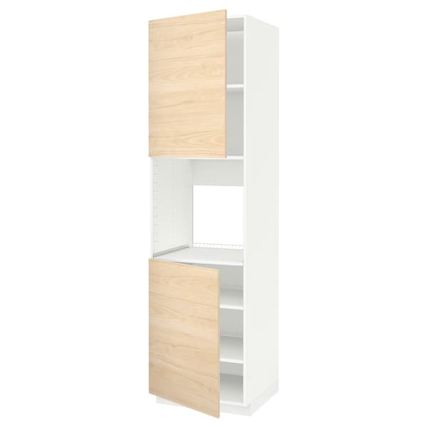 Ikea METOD - High cab f oven w 2 doors/shelves, white/Askersund light ash effect, 60x60x220 cm