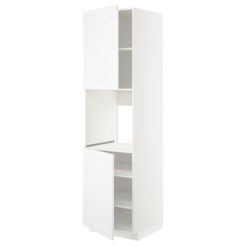 METOD high cab f oven w 2 doors/shelves, white/Axstad matt white, 60x60x220 cm