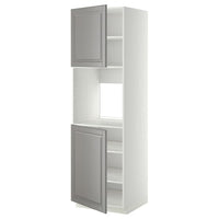 METOD - High cab f oven w 2 doors/shelves, white/Bodbyn grey , 60x60x200 cm - best price from Maltashopper.com 99465892