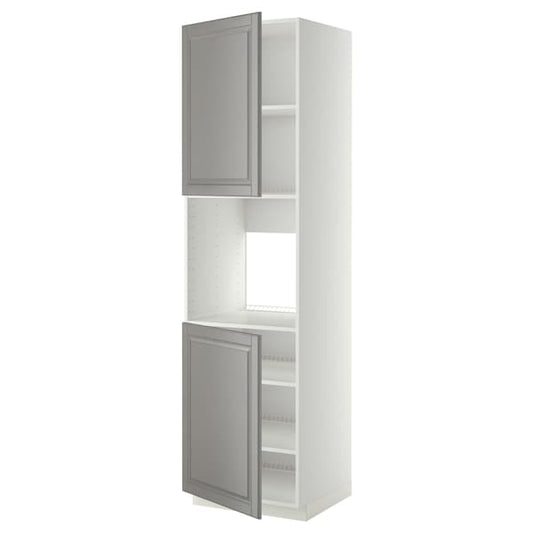 Ikea METOD - High cab f oven w 2 doors/shelves, white/Bodbyn grey, 60x60x220 cm