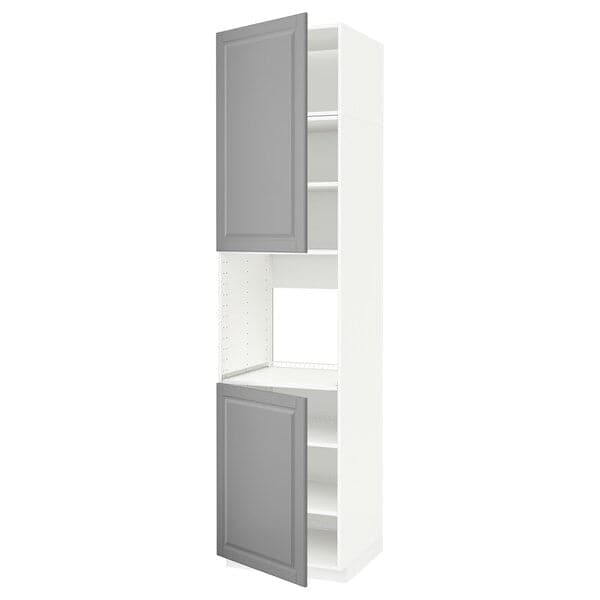 METOD - High cab f oven w 2 doors/shelves, white/Bodbyn grey , 60x60x240 cm - best price from Maltashopper.com 49454221