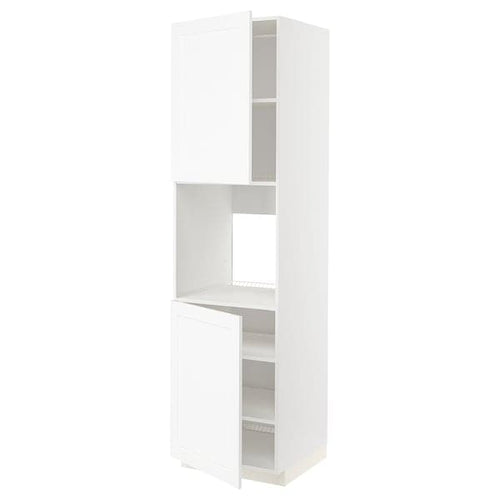 METOD - High cab f oven w 2 doors/shelves, white Enköping/white wood effect, 60x60x220 cm