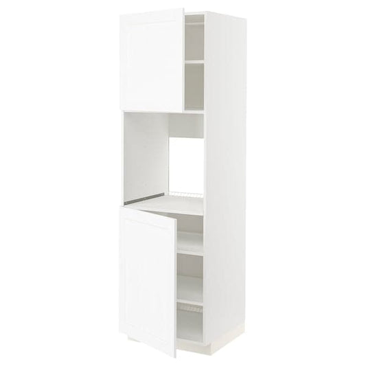 METOD - High cab f oven w 2 doors/shelves, white Enköping/white wood effect, 60x60x200 cm - best price from Maltashopper.com 49473540