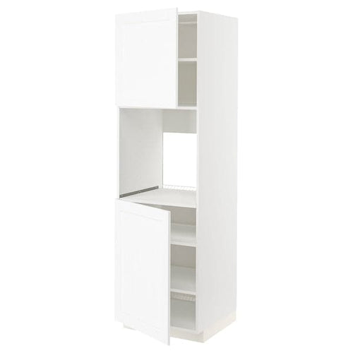 METOD - High cab f oven w 2 doors/shelves, white Enköping/white wood effect, 60x60x200 cm