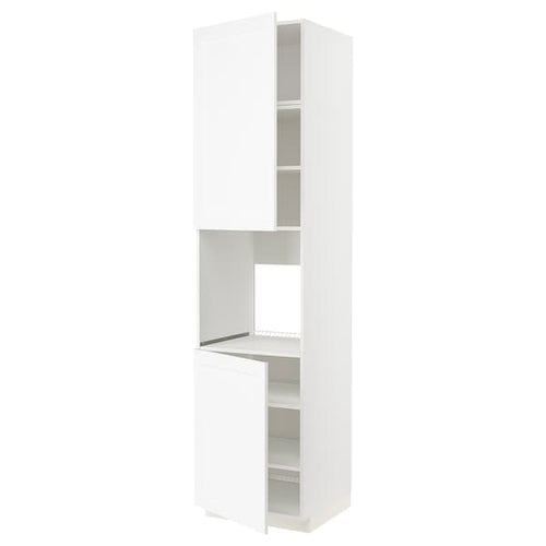 METOD - High cab f oven w 2 doors/shelves, white Enköping/white wood effect, 60x60x240 cm