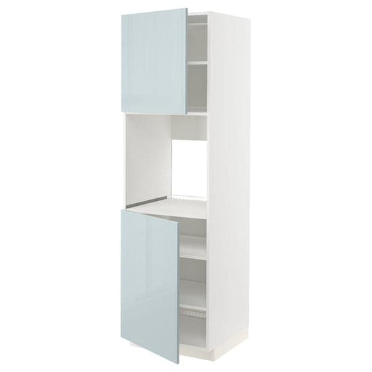 Ikea METOD - High cab f oven w 2 doors/shelves, white/Kallarp light grey-blue, 60x60x200 cm