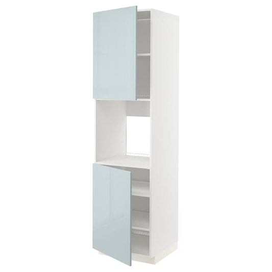 Ikea METOD - High cab f oven w 2 doors/shelves, white/Kallarp light grey-blue, 60x60x220 cm