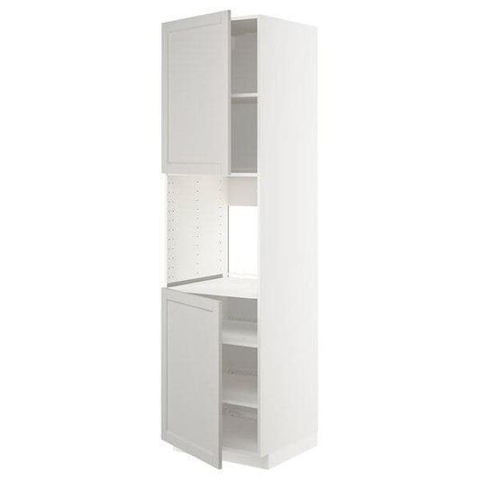 METOD - High cab f oven w 2 doors/shelves, white/Lerhyttan light grey , 60x60x220 cm - best price from Maltashopper.com 39468563