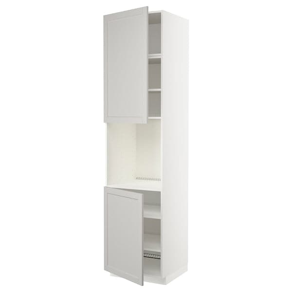 Ikea METOD - High cab f oven w 2 doors/shelves, white/Lerhyttan light grey, 60x60x240 cm