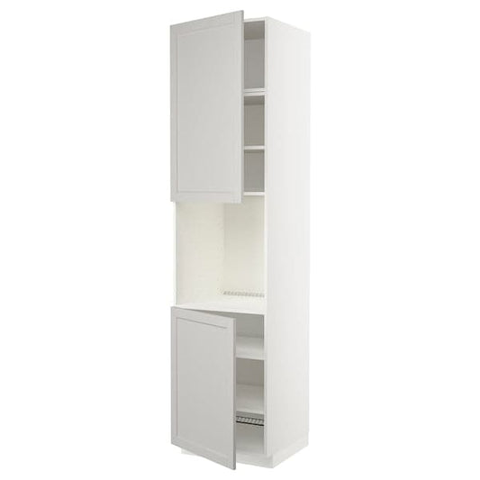 Ikea METOD - High cab f oven w 2 doors/shelves, white/Lerhyttan light grey, 60x60x240 cm