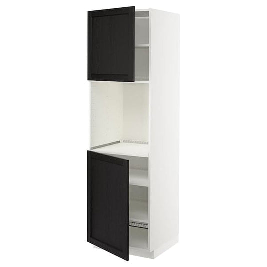 Ikea METOD - High cab f oven w 2 doors/shelves, white/Lerhyttan black stained , 60x60x200 cm