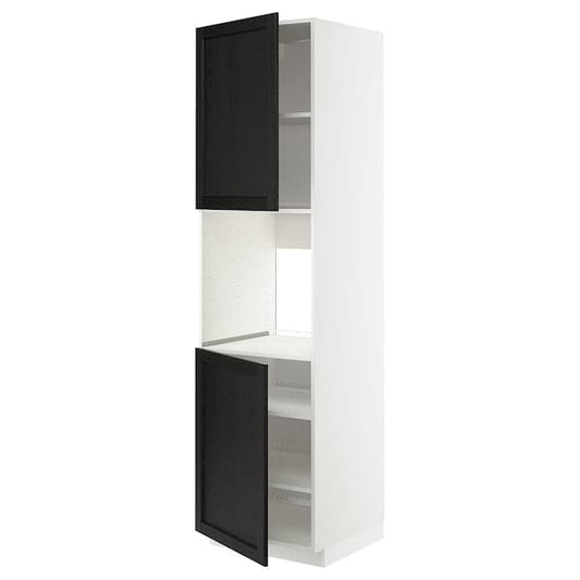 Ikea METOD - High cab f oven w 2 doors/shelves, white/Lerhyttan black stained , 60x60x220 cm