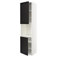 METOD high cab f oven w 2 doors/shelves, white/Lerhyttan black stained, 60x60x240 cm