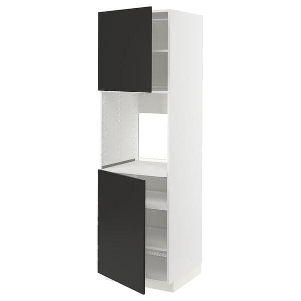 Ikea METOD - High cab f oven w 2 doors/shelves, white/Nickebo matt anthracite , 60x60x200 cm