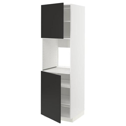 Ikea METOD - High cab f oven w 2 doors/shelves, white/Nickebo matt anthracite , 60x60x200 cm