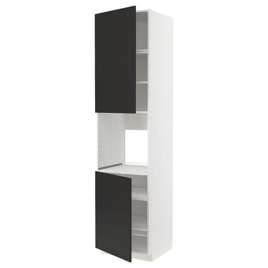 METOD - High cab f oven w 2 doors/shelves, white/Nickebo matt anthracite, 60x60x240 cm - best price from Maltashopper.com 79498445