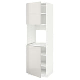METOD high cab f oven w 2 doors/shelves, white/Ringhult light grey, 60x60x200 cm