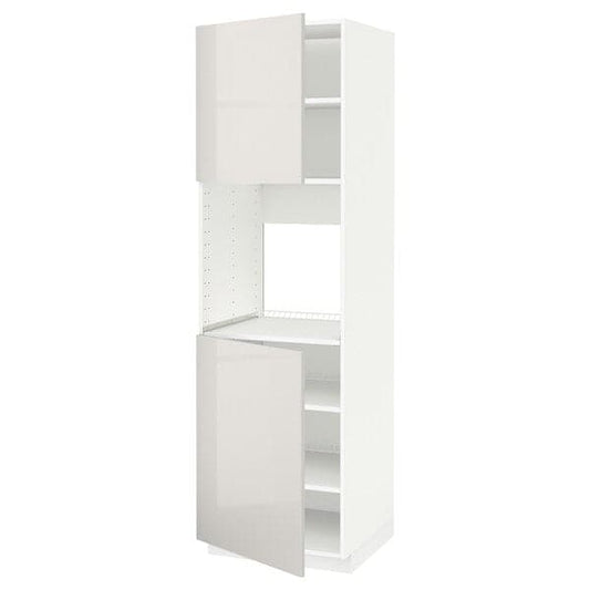 METOD - High cab f oven w 2 doors/shelves, white/Ringhult light grey , 60x60x200 cm - best price from Maltashopper.com 79467934