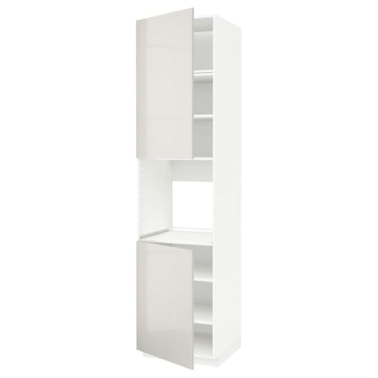 Ikea METOD - High cab f oven w 2 doors/shelves, white/Ringhult light grey, 60x60x240 cm