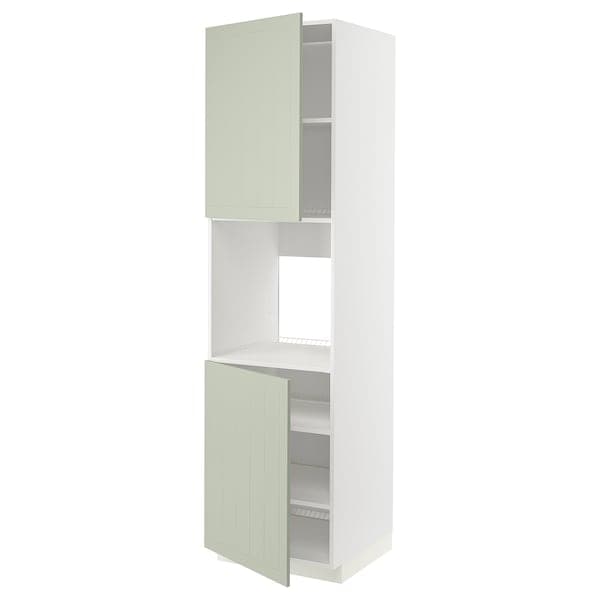 Ikea METOD - High cab f oven w 2 doors/shelves, white/Stensund light green, 60x60x220 cm