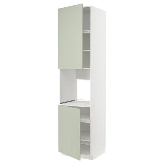 Ikea METOD - High cab f oven w 2 doors/shelves, white/Stensund light green, 60x60x240 cm