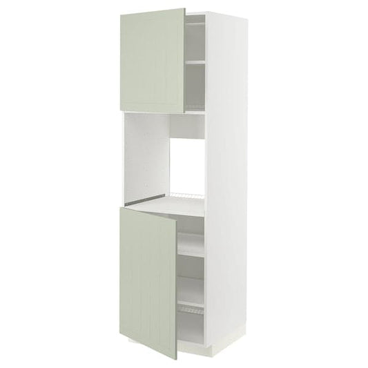 METOD - High cab f oven w 2 doors/shelves, white/Stensund light green, 60x60x200 cm - best price from Maltashopper.com 09486653