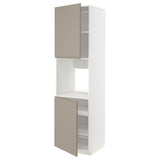 METOD high cab f oven w 2 doors/shelves, white/Upplöv matt dark beige, 60x60x220 cm