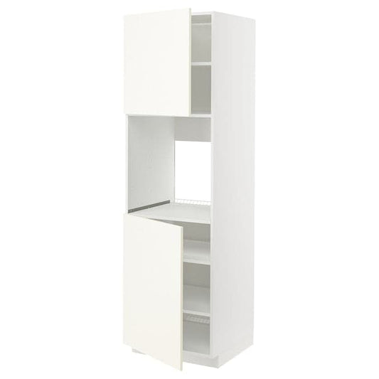 Ikea METOD - High cab f oven w 2 doors/shelves, white/Vallstena white, 60x60x200 cm