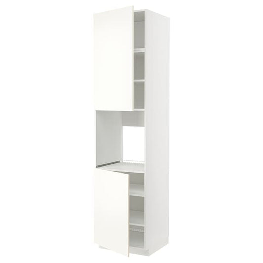 Ikea METOD - High cab f oven w 2 doors/shelves, white/Vallstena white, 60x60x240 cm