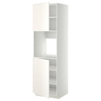 METOD high cab f oven w 2 doors/shelves, white/Veddinge white, 60x60x200 cm