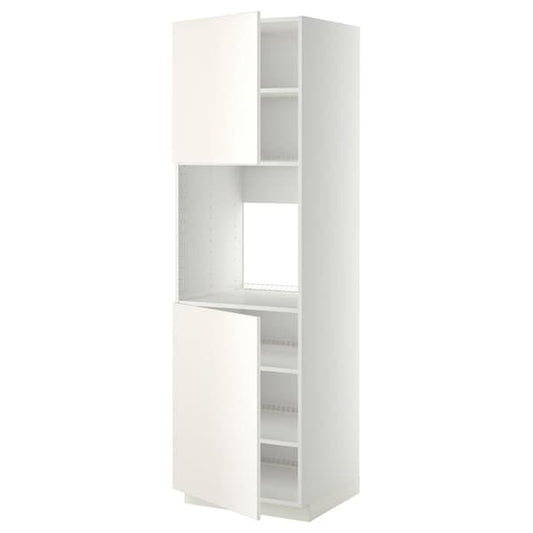 Ikea METOD - High cab f oven w 2 doors/shelves, white/Veddinge white, 60x60x200 cm